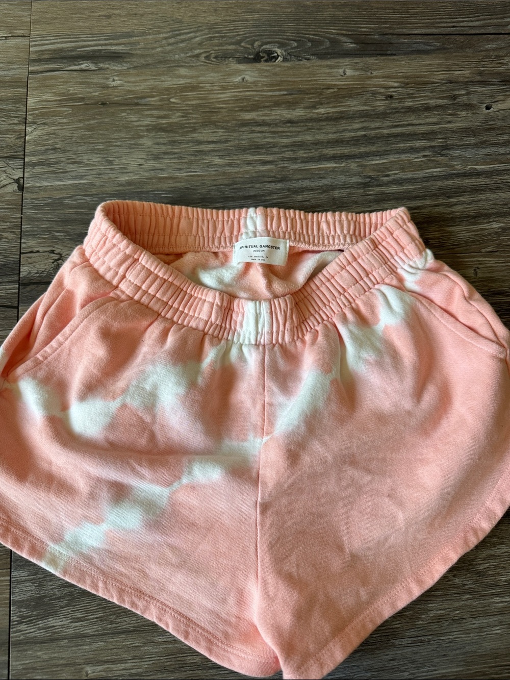 Pink Spiritual Gangster Tie-Dye Elastic Waist Shorts